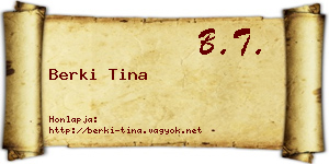 Berki Tina névjegykártya